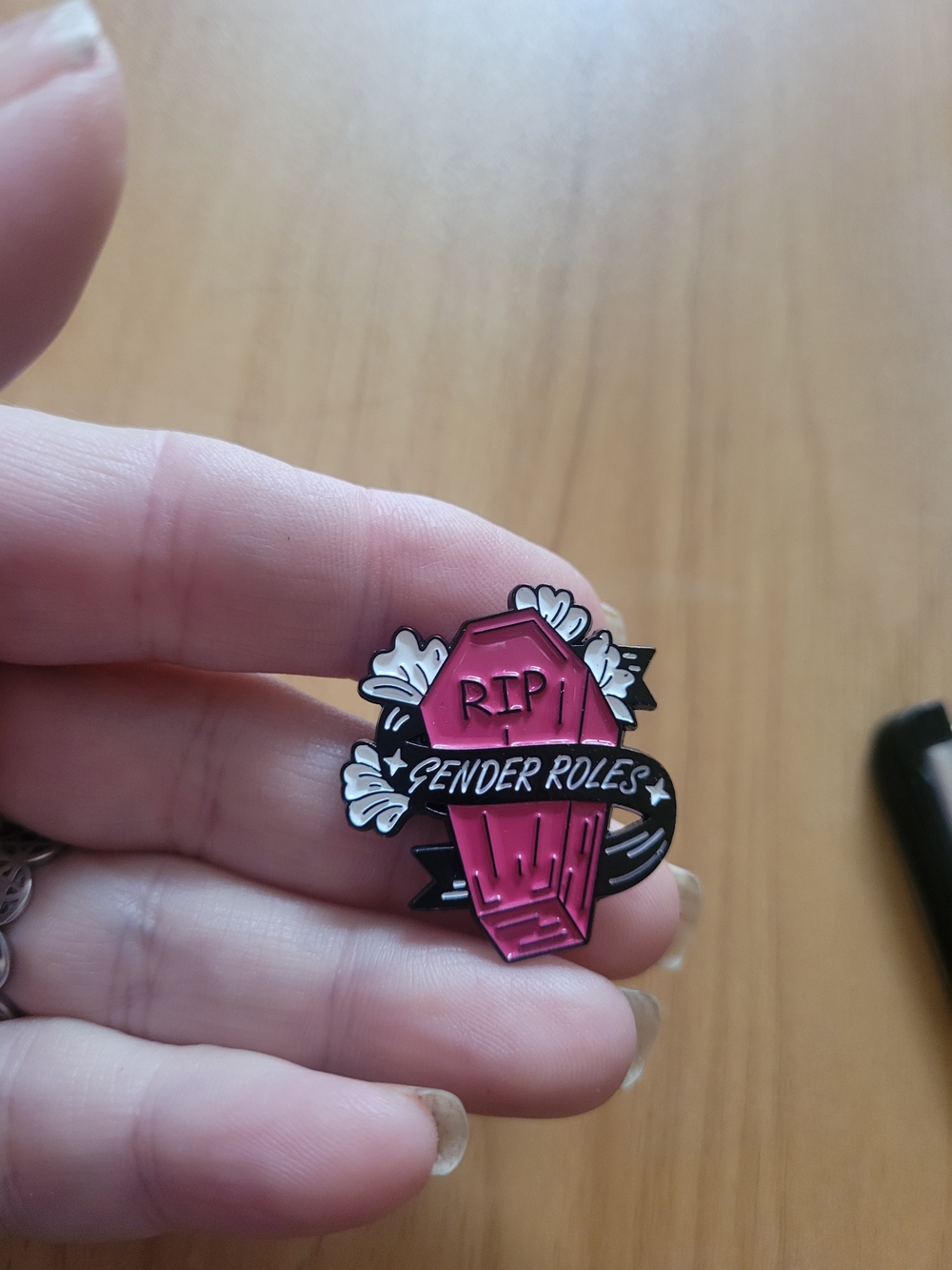 👻BUY 1 GET 1 FREE👻RIP Gender Roles Pink Enamel Brooch